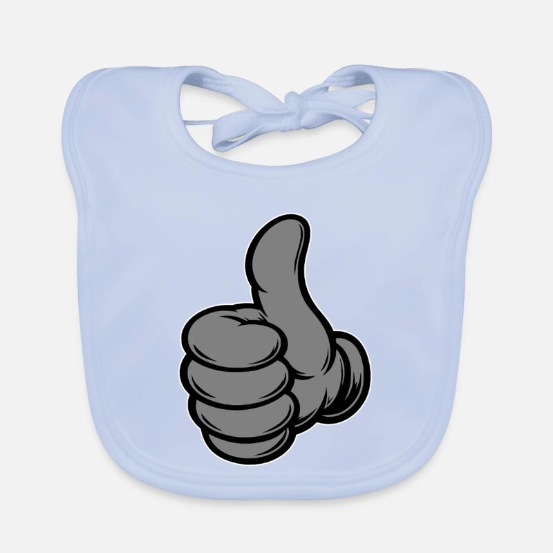 OK Comic Thumbs Up Hand Icon Grey Organic Baby Bibs