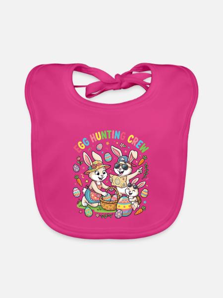 Hosterhasen Familie -Eier Sammler - Baby Bio-Lätzchen - Fuchsia - Vorne