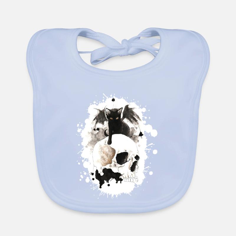Witch cat on skull Organic Baby Bibs