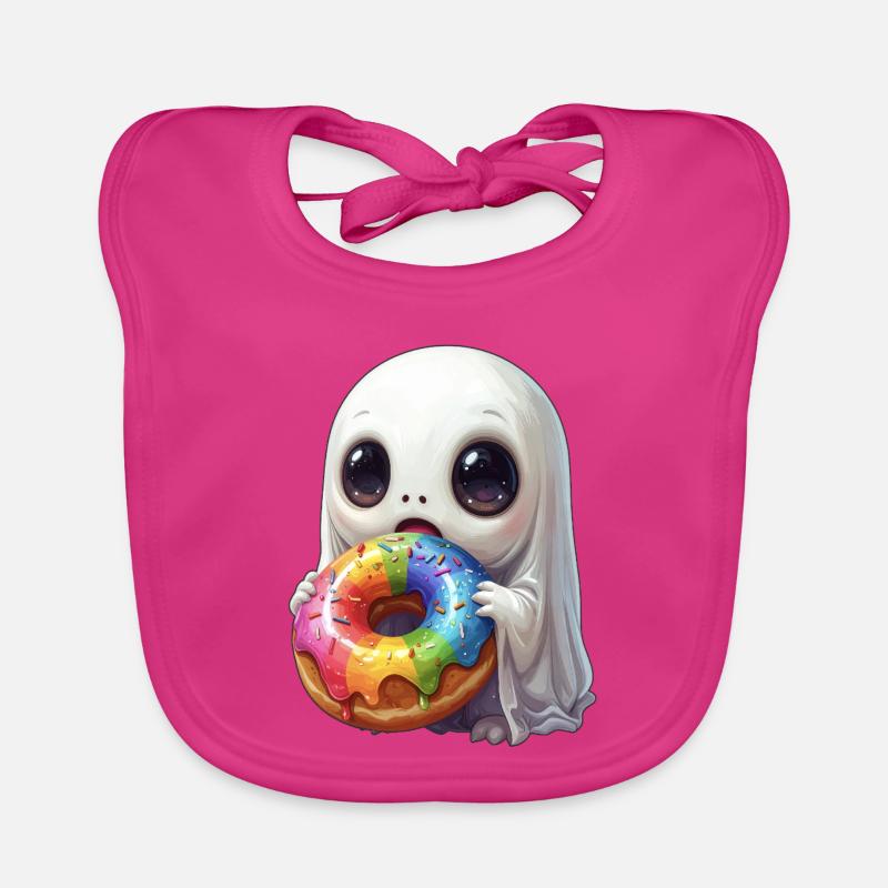 Fantôme de beignet flippant et mignon - Bavoir bio Bébé - fuchsia