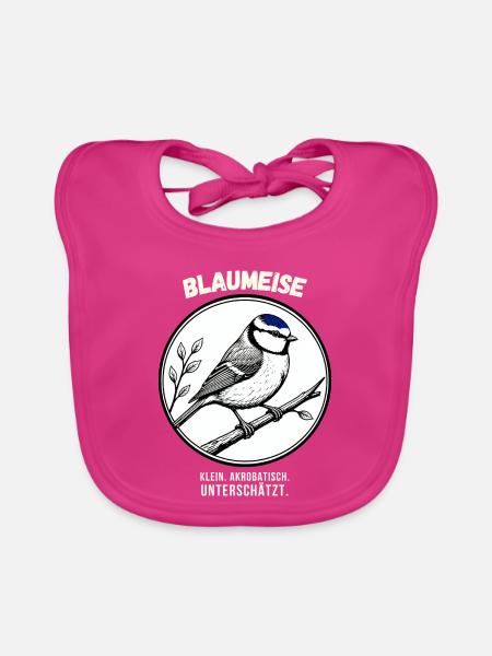 Blaumeise – Kleiner Vogel, großer Charakter - Baby Bio-Lätzchen - Fuchsia