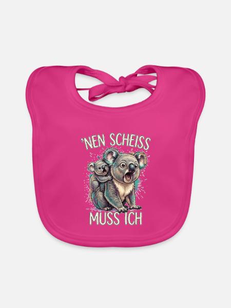 ’Nen Scheiß Muss Ich Koala Australien Humor - Baby Bio-Lätzchen - Fuchsia - Vorne