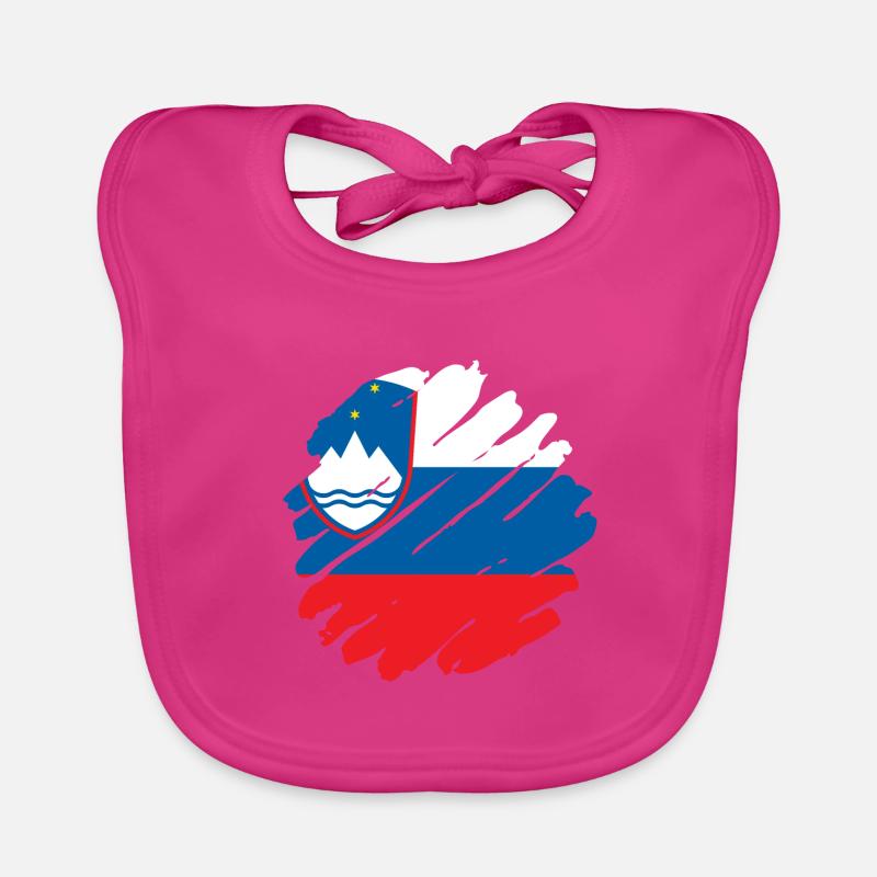 Slovénie Drapeau Balkan Drapeau Slovène Vintage - Bavoir bio Bébé - fuchsia