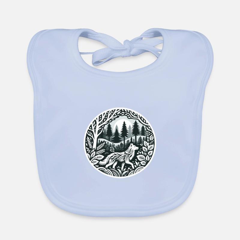 Wolf im Wald Baby Bio-Lätzchen