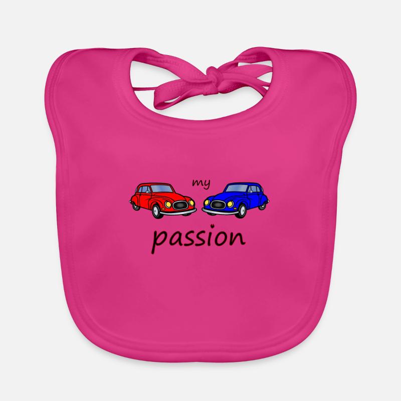 passion automobile - Bavoir bio Bébé - fuchsia