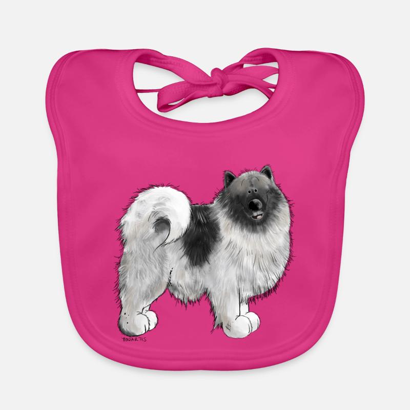 Wolfsspitz dog motif I Comic dog gift Organic Baby Bibs