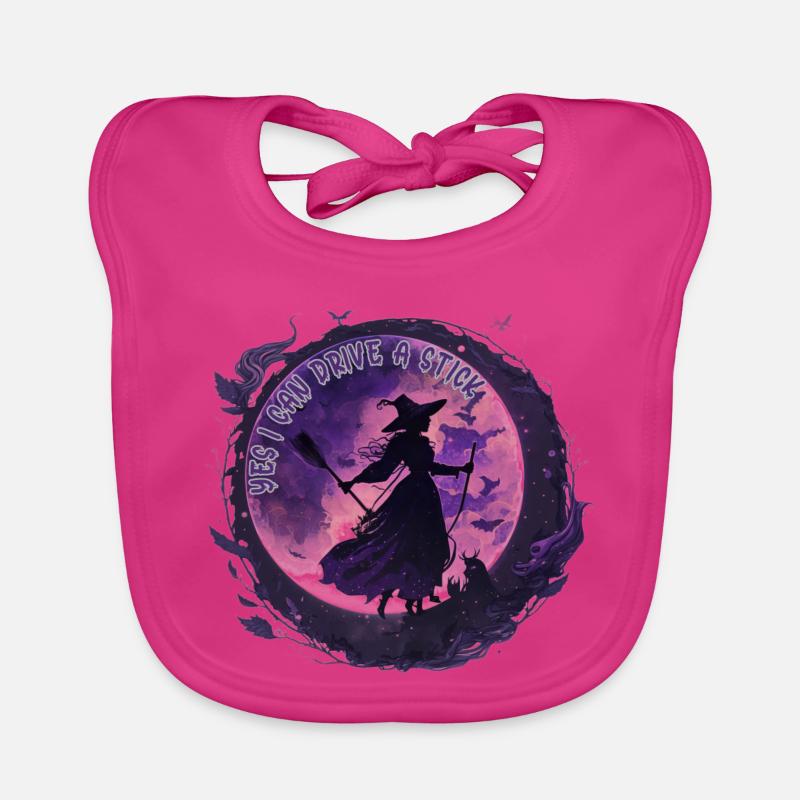 Moon Magic Witch Under Night Moon Halloween Organic Baby Bibs