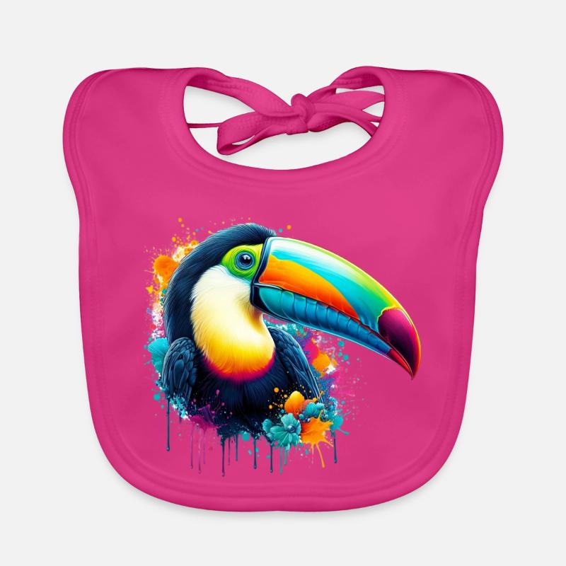 Toucan - Bavoir bio Bébé - fuchsia