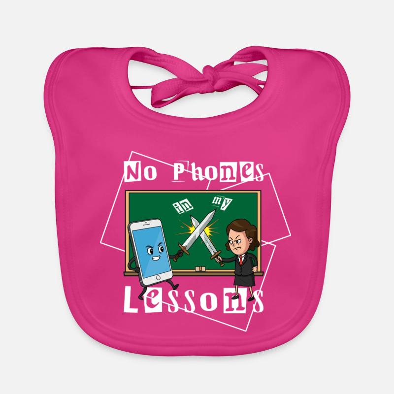 Pas de téléphone dans mes cours - Bavoir bio Bébé - fuchsia