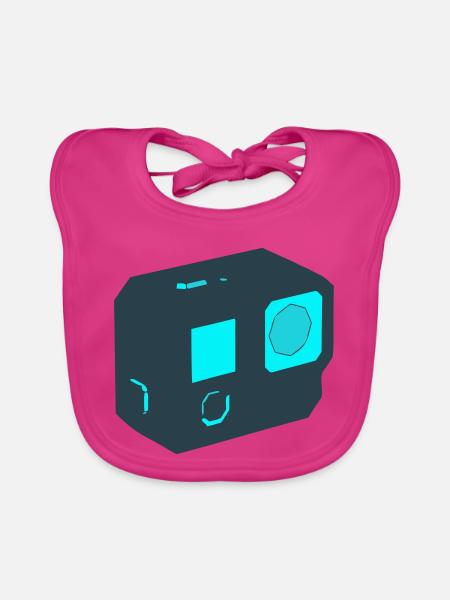Action Camera Drone Icon - Organic Baby Bibs - fuchsia - Front