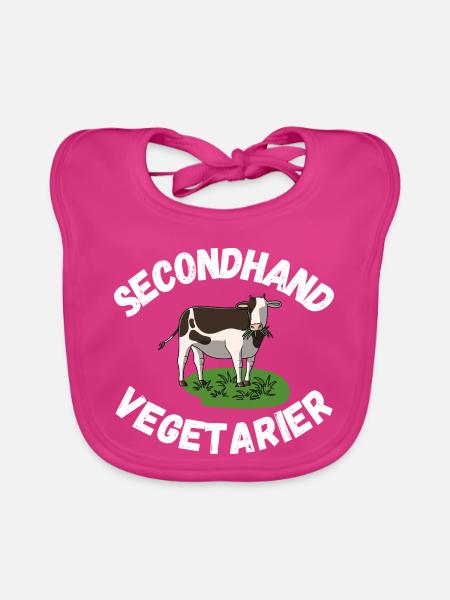 Secondhand Vegetarier Kuh - Baby Bio-Lätzchen - Fuchsia