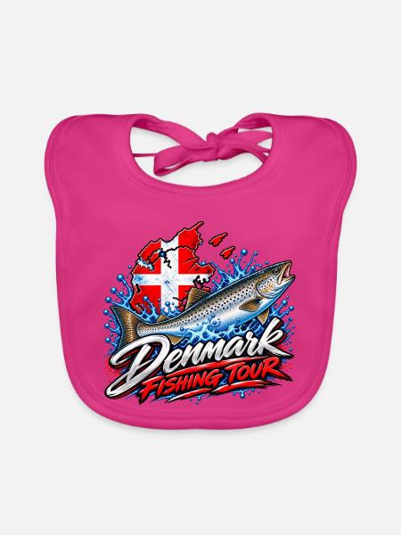 Fishing Tour Denmark - Baby Bio-Lätzchen - Fuchsia - Vorne