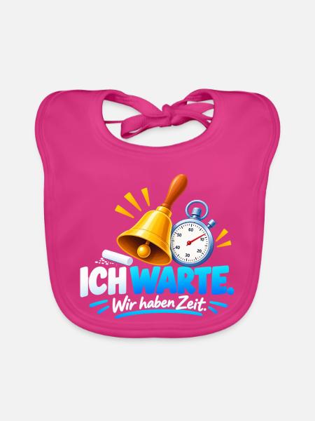 Wartezeit Glockenuhr Design - Baby Bio-Lätzchen - Fuchsia