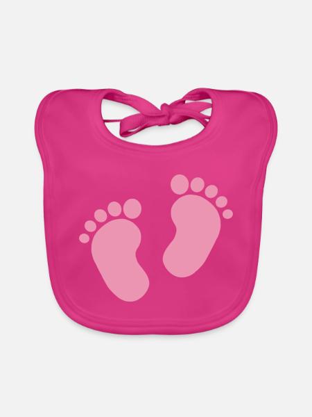 Bébé coeur bébé bébé pieds bébé doux cygne - Bavoir bio Bébé - fuchsia - Devant