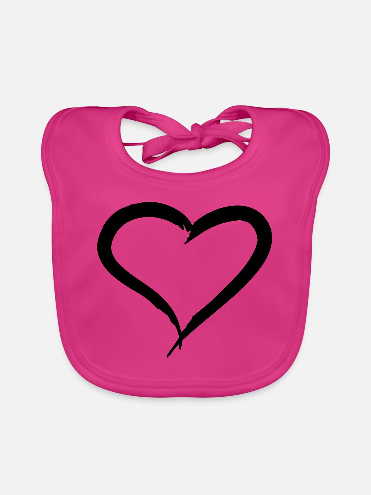 Herz - Baby Bio-Lätzchen - Fuchsia - Vorne