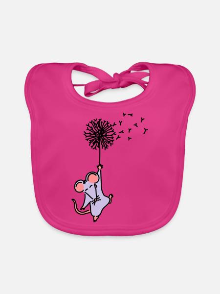 Pusteblumenmäuschen - Baby Bio-Lätzchen - Fuchsia - Vorne