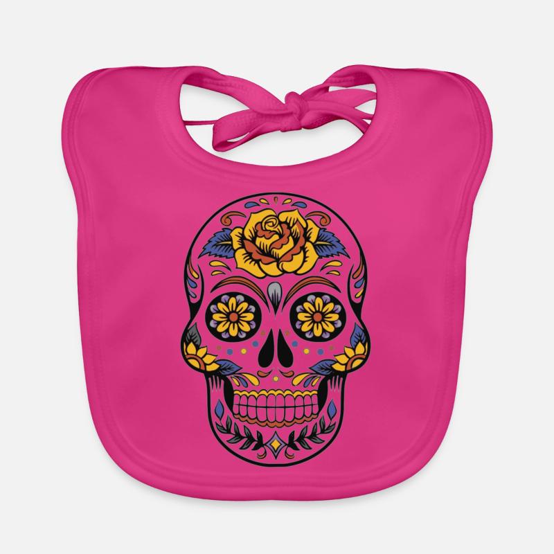 skull mexico mexico - Bavoir bio Bébé - fuchsia