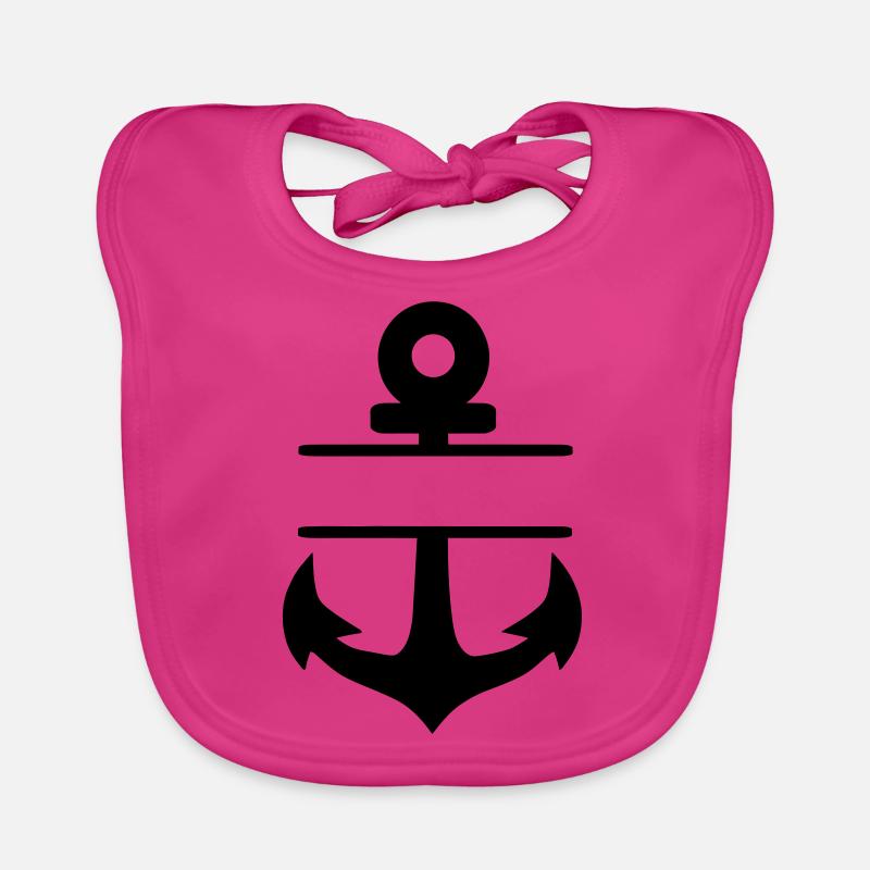 Ancre Blanco Rond - Bavoir bio Bébé - fuchsia