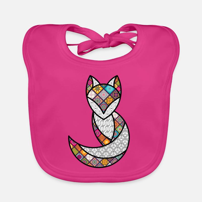 RENARD PSYCHEDELIQUE / the PSYCHEDELIC fox - Bavoir bio Bébé - fuchsia