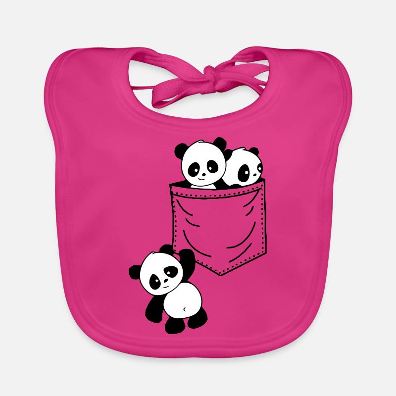 Panda poche - Bavoir bio Bébé - fuchsia