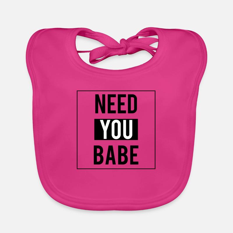 Need u Babe | Valentinstag | Geschenk - Baby Bio-Lätzchen - Fuchsia