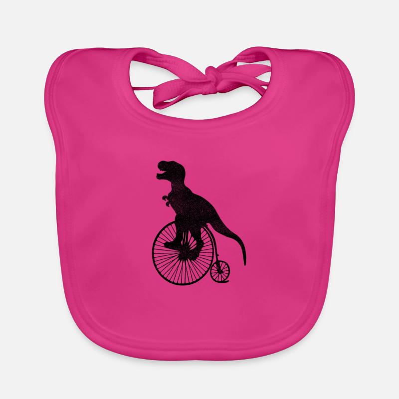 T-Rex vélo - Bavoir bio Bébé - fuchsia