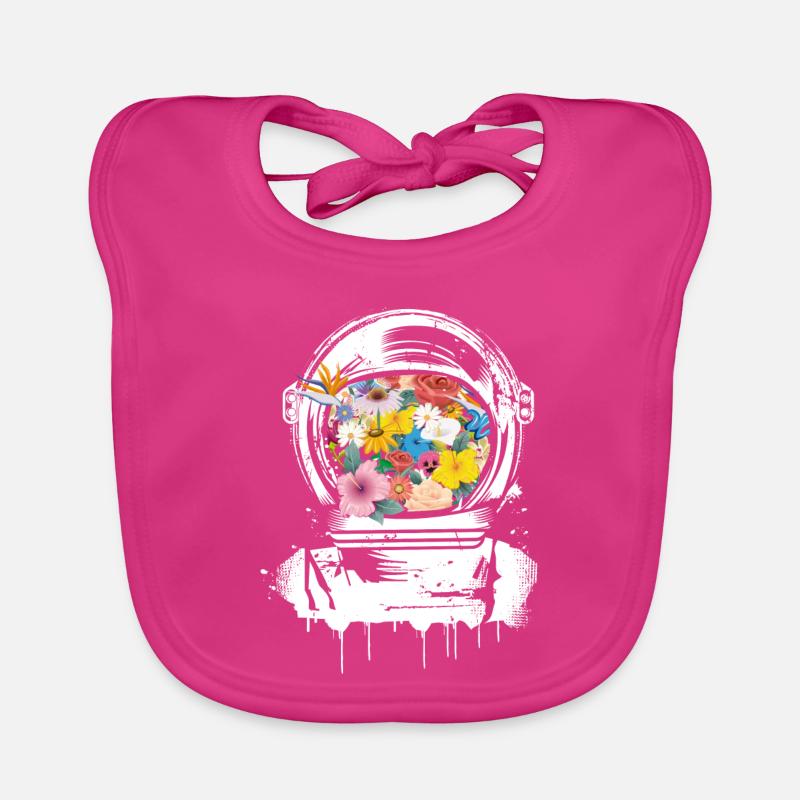 casque de l'astronaute avec des fleurs - Bavoir bio Bébé - fuchsia