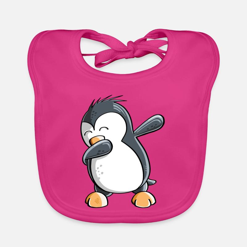 Dab Dance Pinguin - Dabbing - Fun Comic - Geschenk - Baby Bio-Lätzchen - Fuchsia