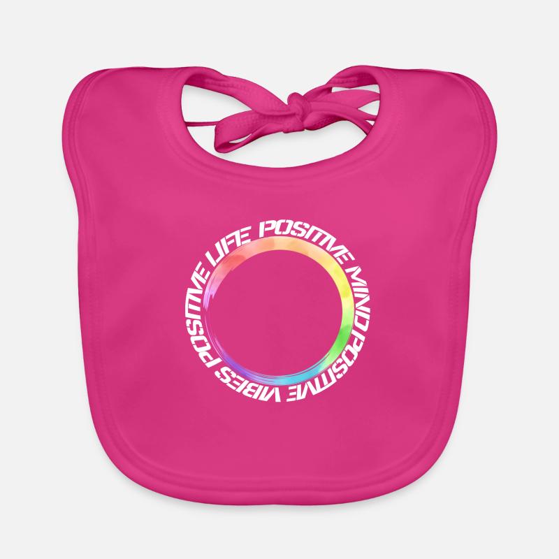 esprit positif - ondes positives - vie positive - Bavoir bio Bébé - fuchsia