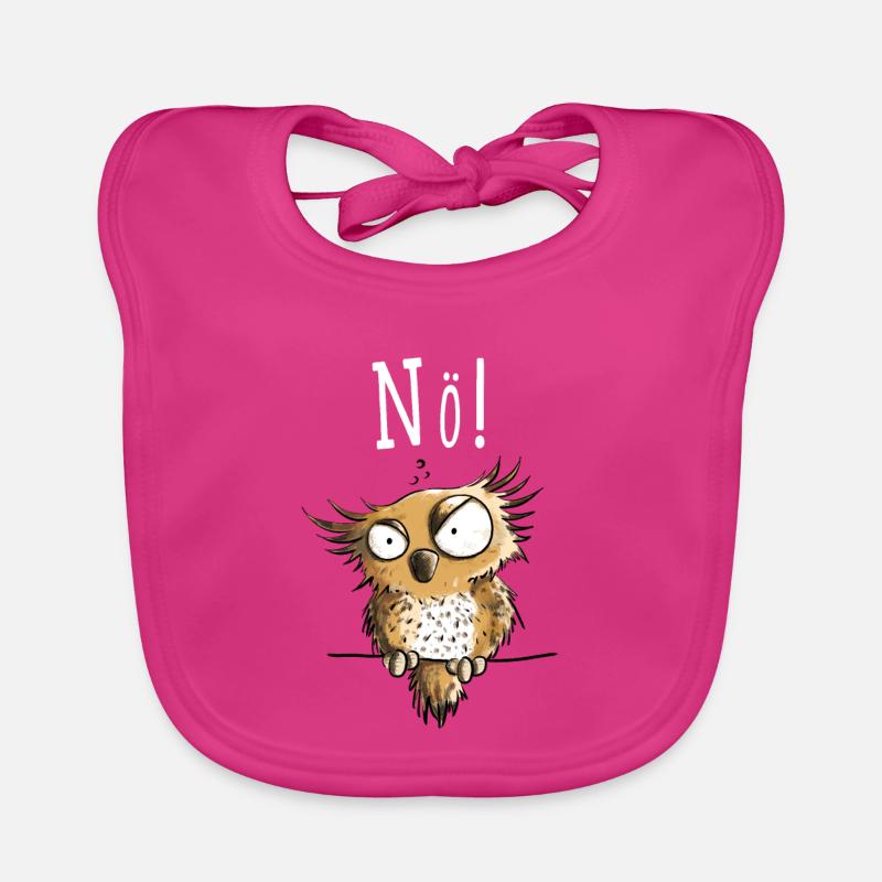 Nö Eule In Montag Morgen Stimmung - Baby Bio-Lätzchen - Fuchsia