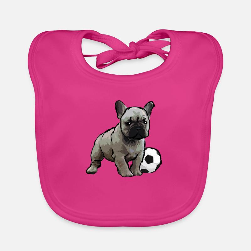 chiot Bouledogue Francais - Bavoir bio Bébé - fuchsia