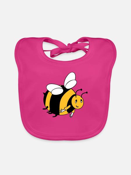 Bumblebee with your colors - Organic Baby Bibs - fuchsia - Front
