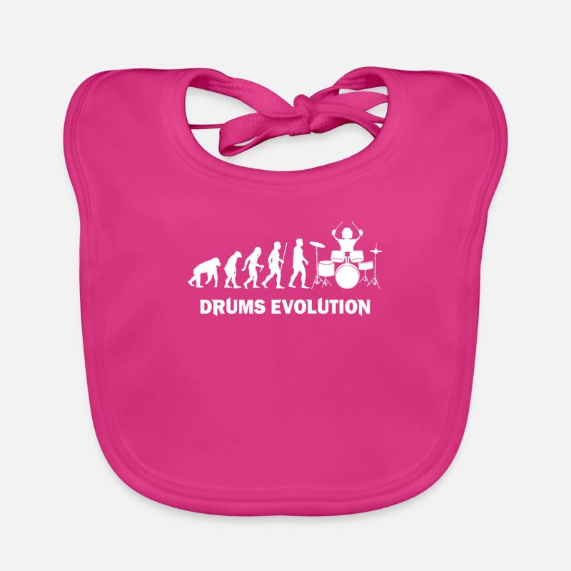 Drums Evolution Cool Music Gift T-Shirt - Bavoir bio Bébé - fuchsia
