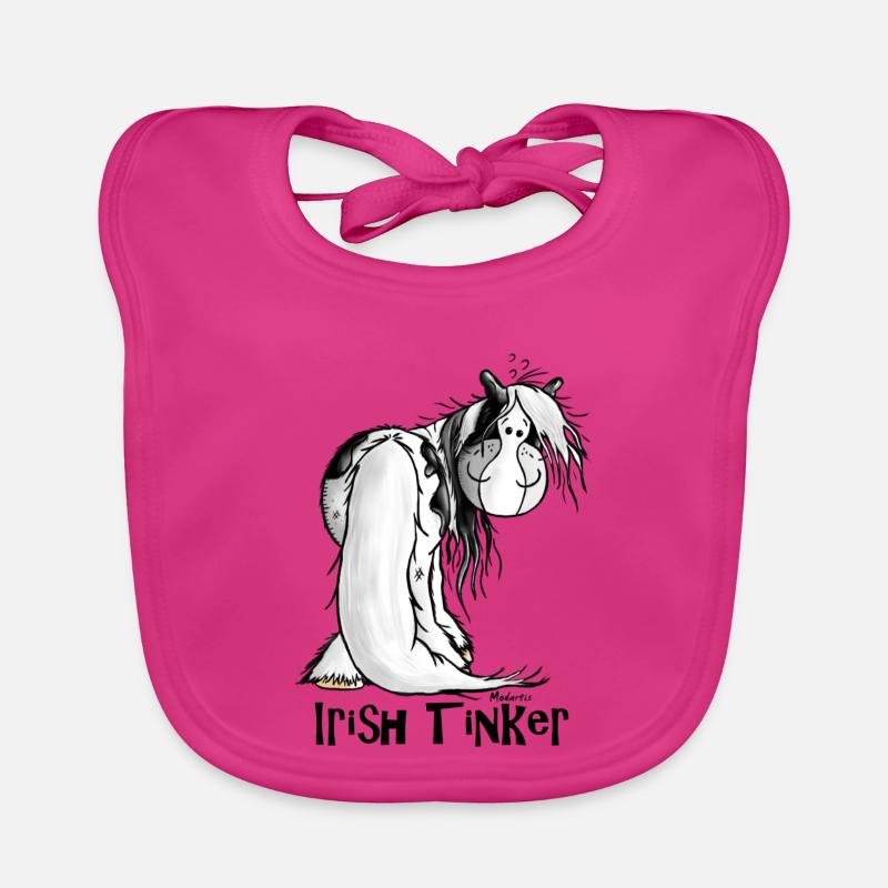 Gypsy Cob - Irish Cob – Pinto – Cheval - Bavoir bio Bébé - fuchsia
