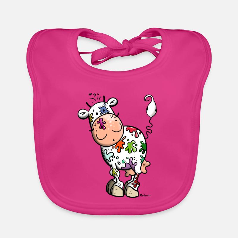 Coloré Vache - Bavoir bio Bébé - fuchsia
