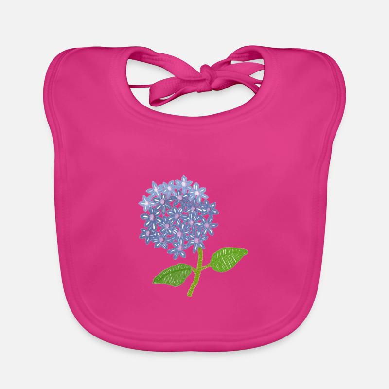 hortensia brodé - Bavoir bio Bébé - fuchsia