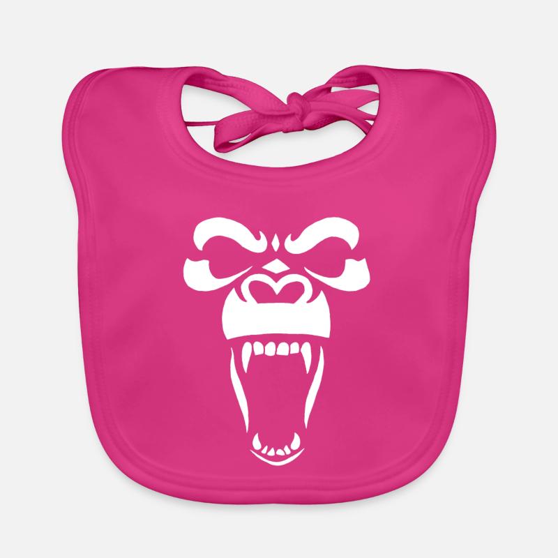 Gorille blanc - Bavoir bio Bébé - fuchsia