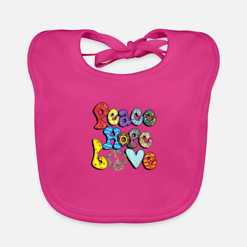Peace Hope Love Design Organic Baby Bibs