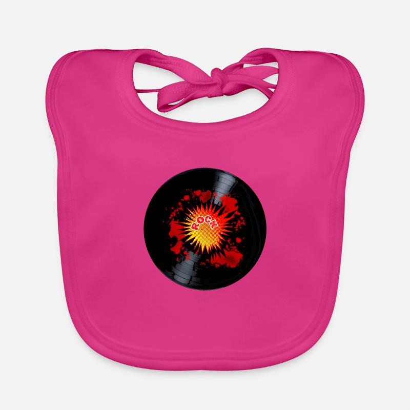 Exploding Rock Long Playing Record Organic Baby Bibs