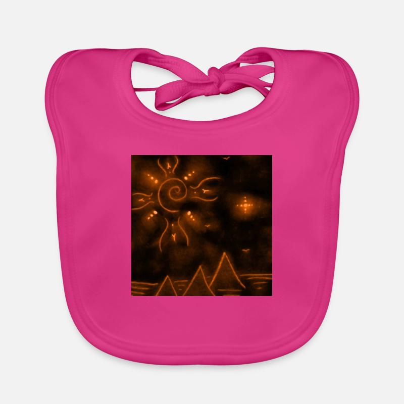 SOLEIL ET PYRAMIDES ORANGES - Bavoir bio Bébé - fuchsia