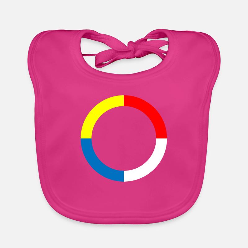 Rouge-Blanc-Bleu-Jaune - Bavoir bio Bébé - fuchsia