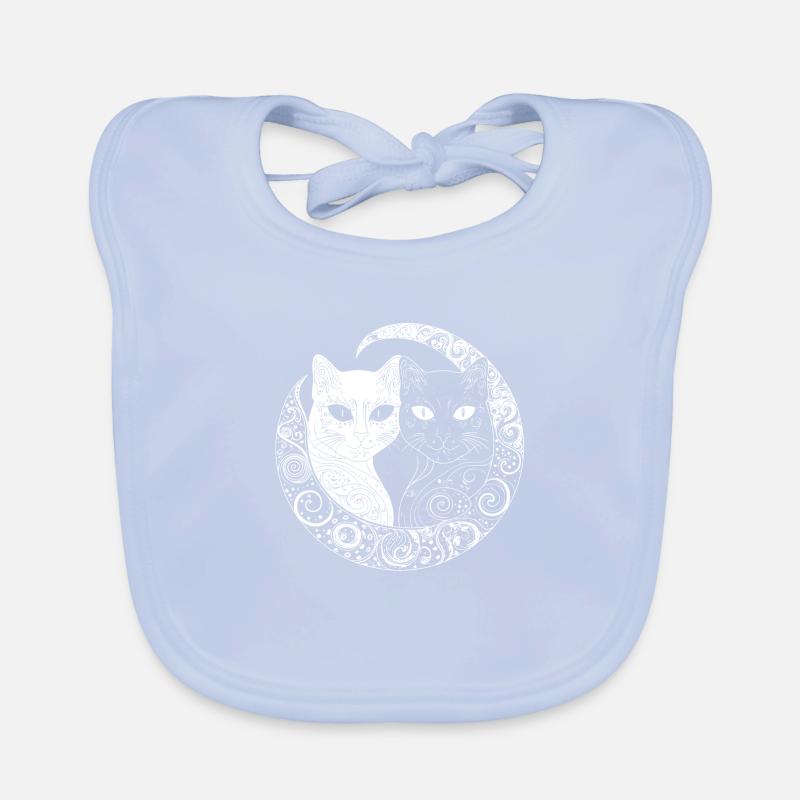 Yin and Yang cats, white and black with patterns Organic Baby Bibs