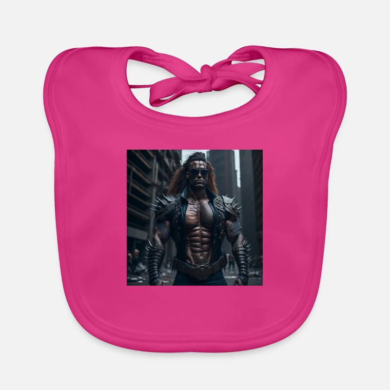 Futur Cyberpunkt Warrior - Bavoir bio Bébé - fuchsia