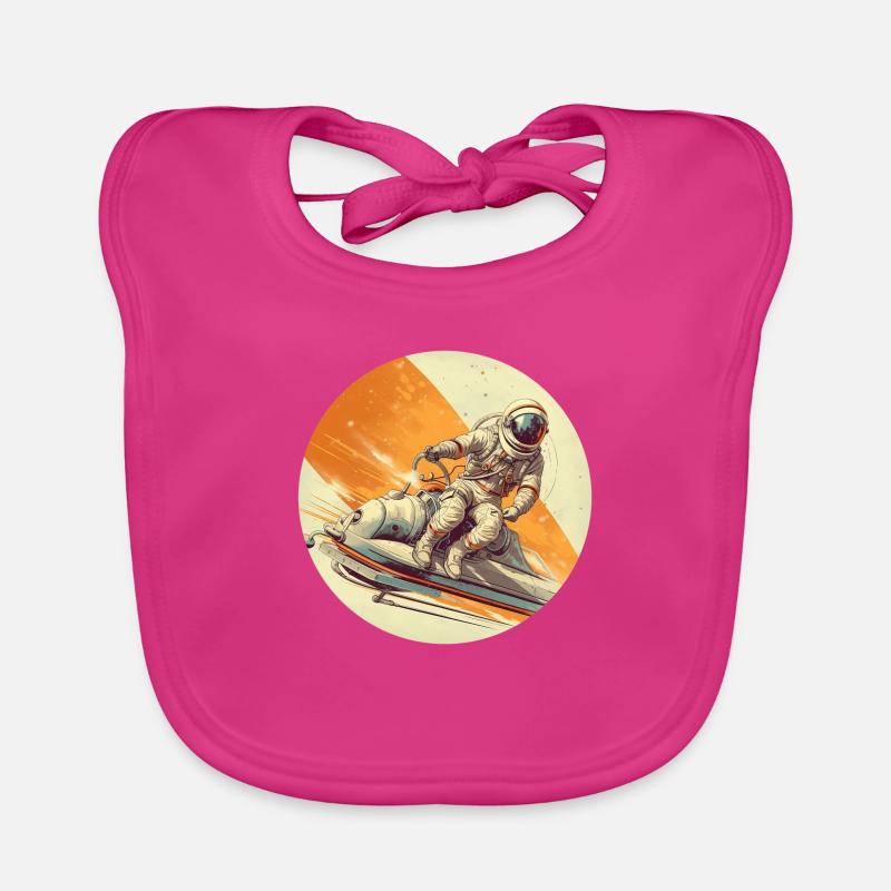 Astronaut riding space vehicle Baby Bio-Lätzchen