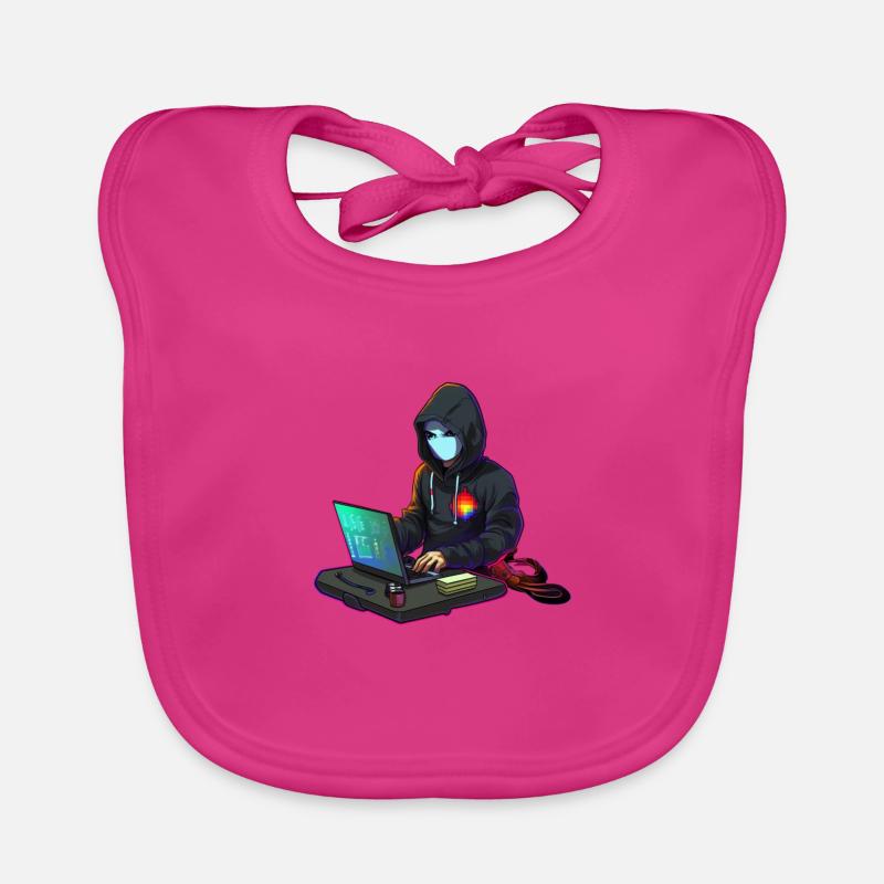 Concentrated Coder - Organic Baby Bibs - fuchsia