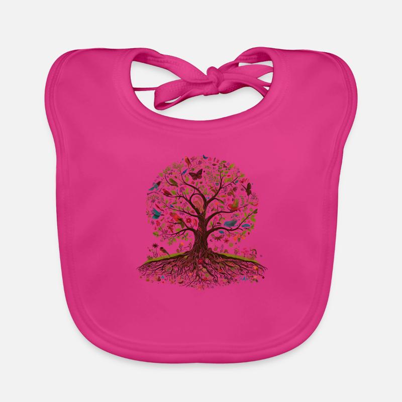 Lebendiger Lebensbaum - Baby Bio-Lätzchen - Fuchsia