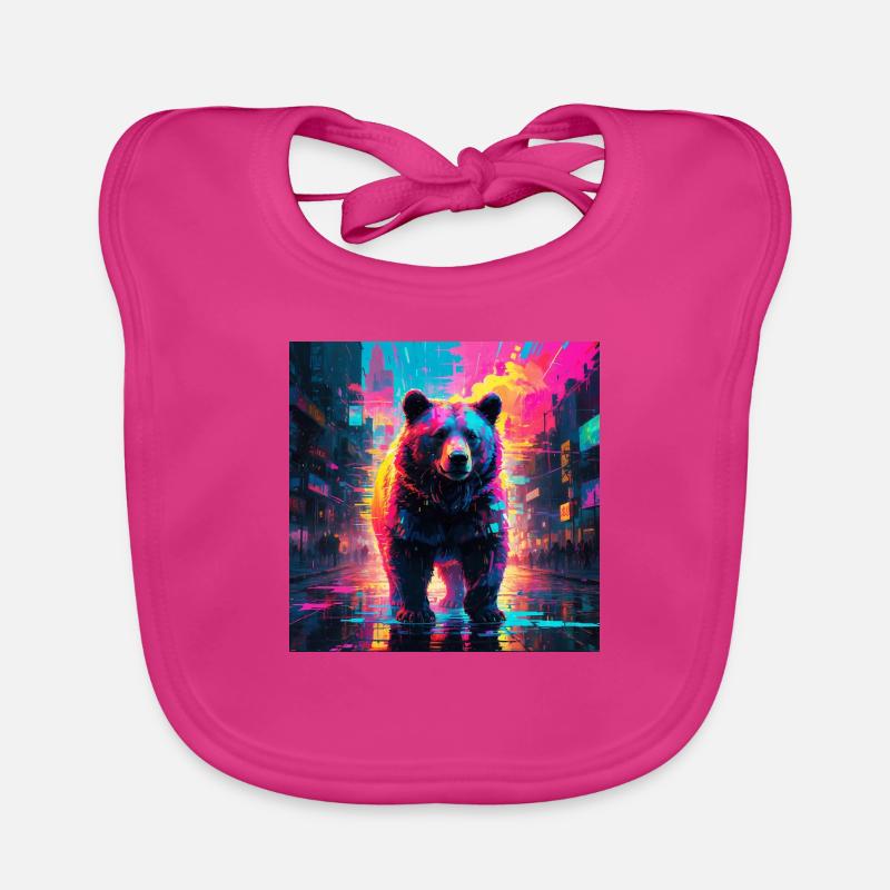Neon Bär - Baby Bio-Lätzchen - Fuchsia
