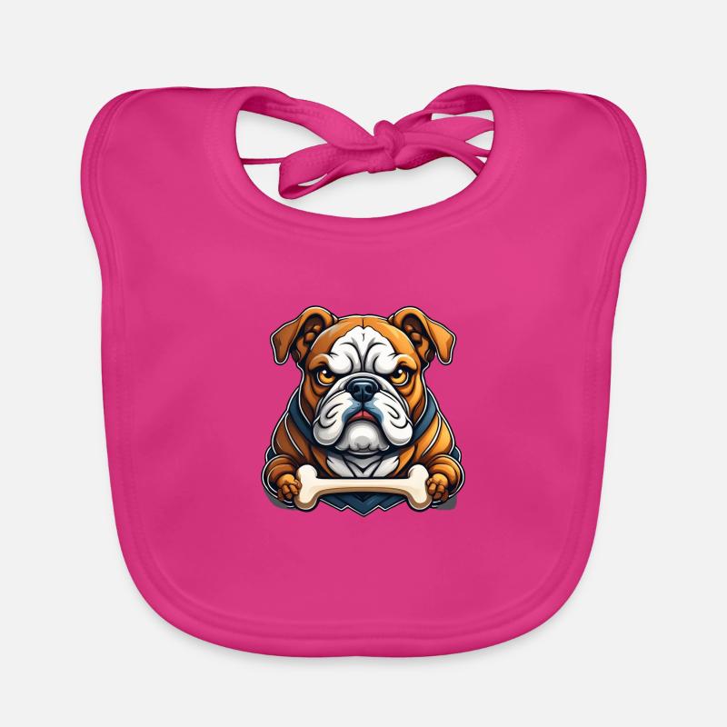 Wild angry animal pugnacious combative bulldog Organic Baby Bibs