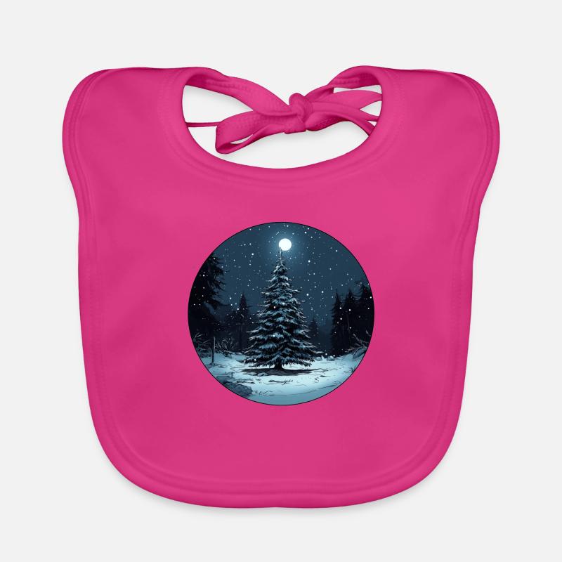 Winter magic: Silent Night in the forest Organic Baby Bibs