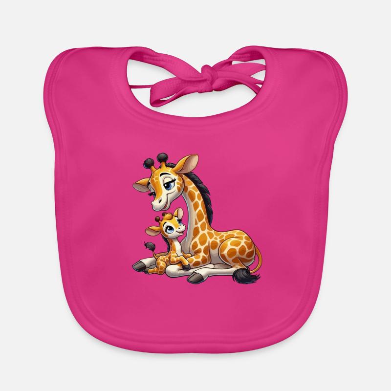 Giraffenmutter mit Kind Baby Bio-Lätzchen